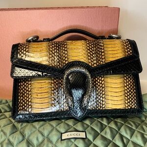 Gucci Black and Yellow Python Shoulder Bag